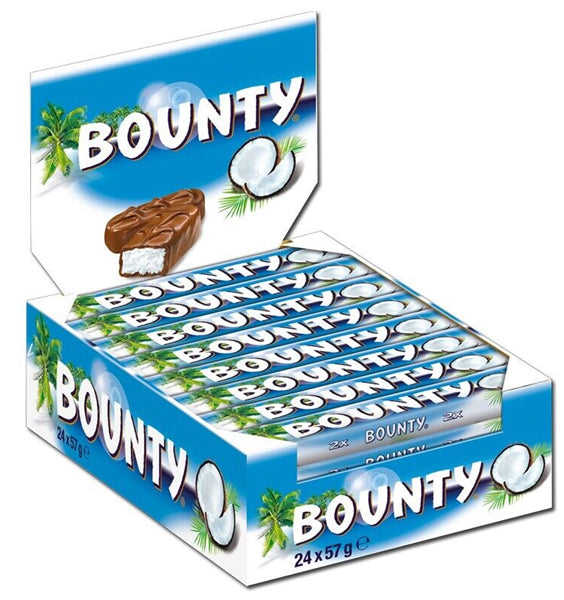 Bounty 24 x57g  Riegel, Schokolade, 24 Riegel MHD:19.11.23"